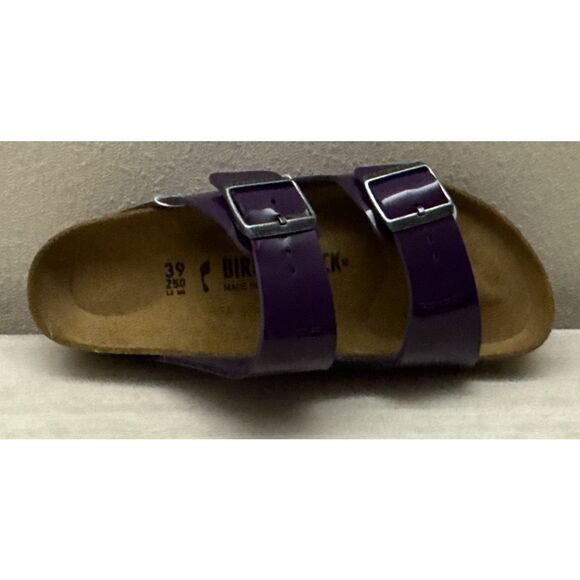 Birkenstock Womens Sz 8/39 Acai Purple Patent Leather Arizona Birko-Flor Sandals - Picture 12 of 13